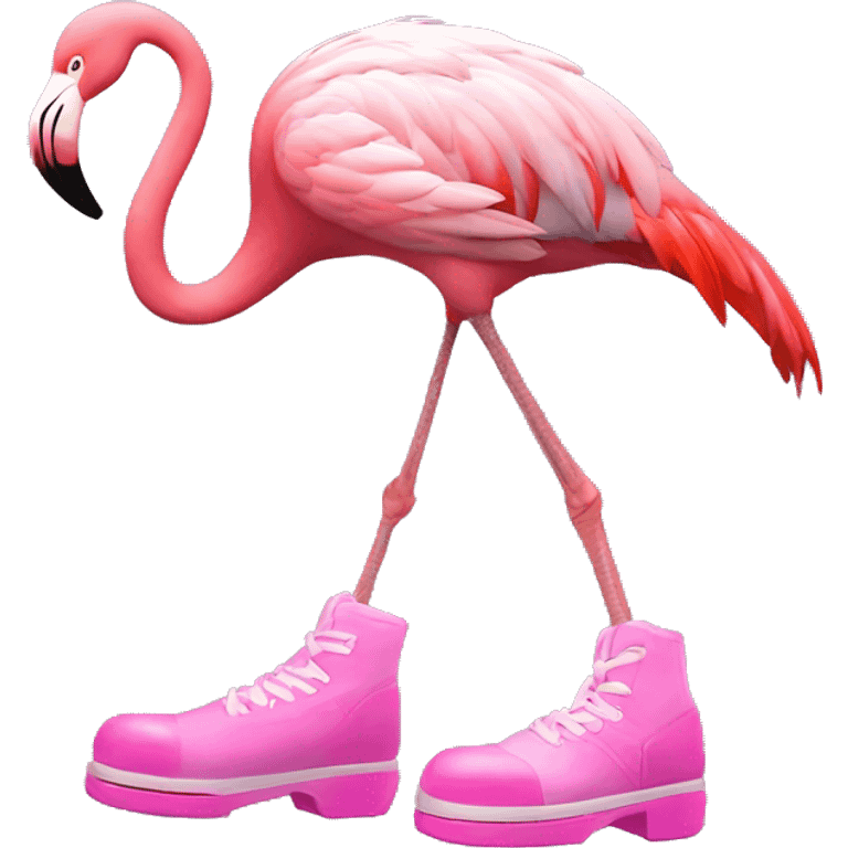 pink flamingo with tapping dance shoes ￼ emoji