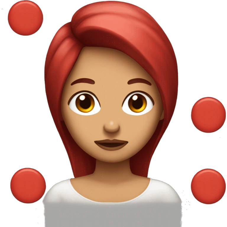 chica con pelo rojo, ojos marrones y pearcing en la nariz emoji