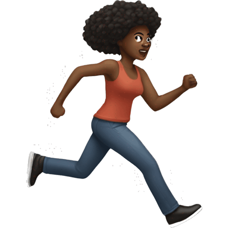 black woman chasing White man emoji