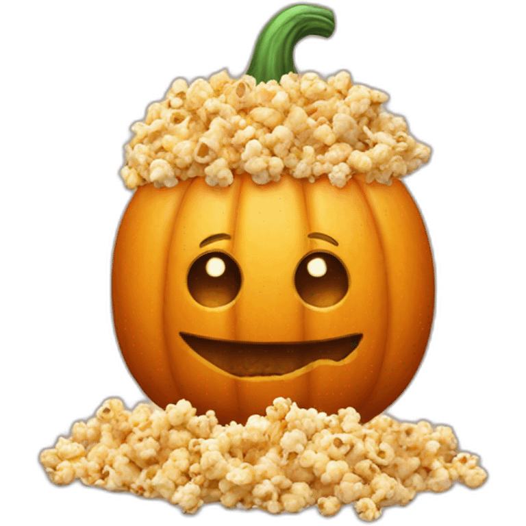 pumpkin with popcorn emoji