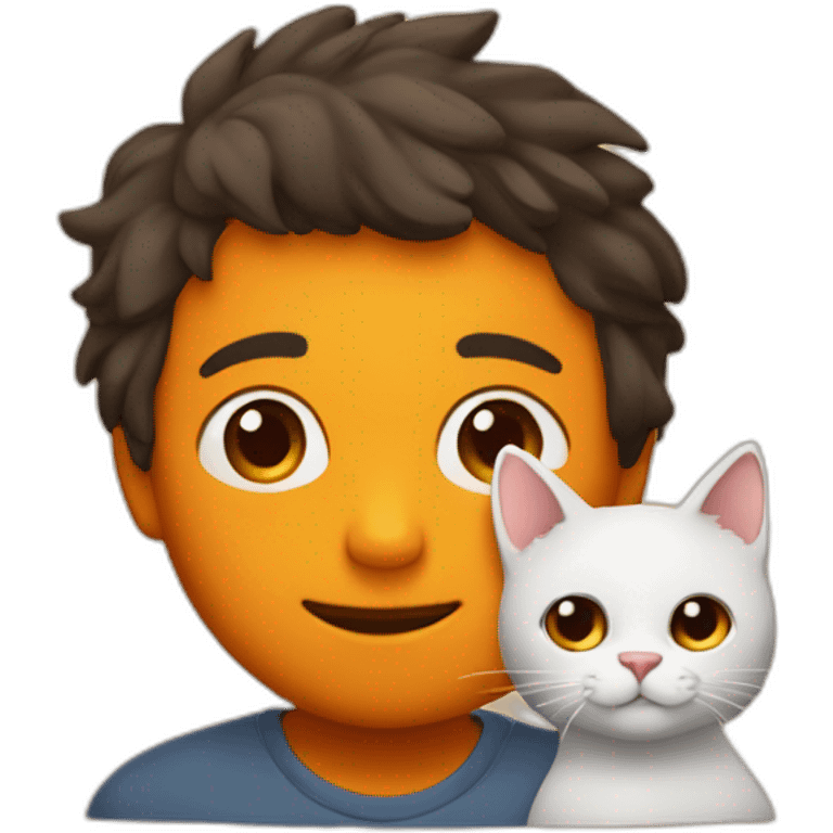 Chico en forma con un gatito naranja emoji