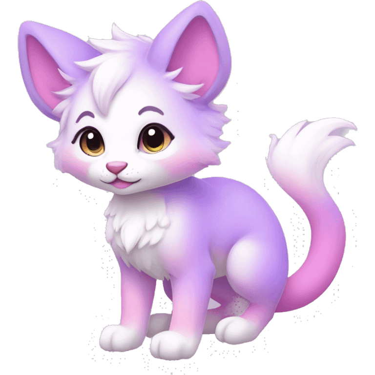 Kawaii colorful bright light pastel lilac-pink-white-gradient fantasy ethereal anthro fursona animal creature emoji