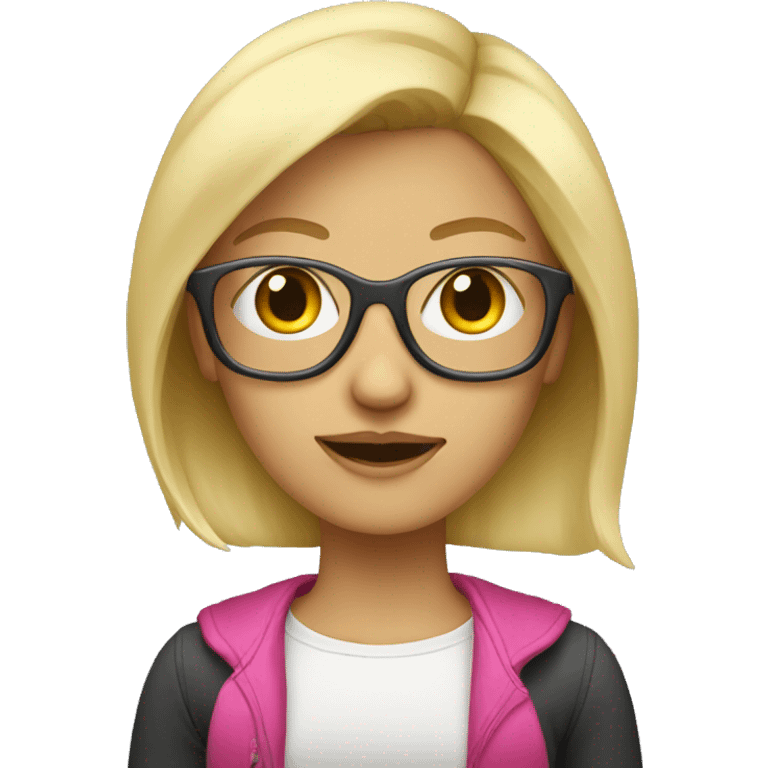 Blonde female programmer with pink glasses emoji