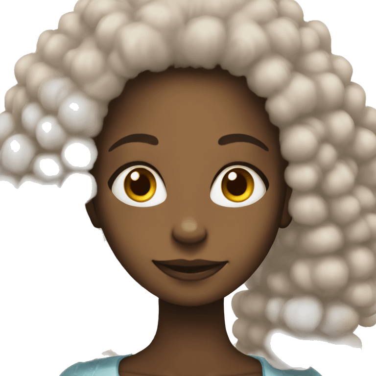 Black girl with Afro smiling emoji