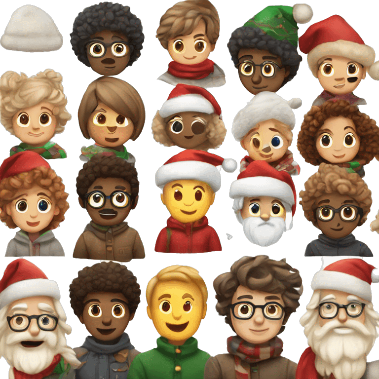 Create a pack of super-cozy Christmas emojis, they should represent a magical atmosphere of winter. Also add several emojis about Harry Potter. emoji