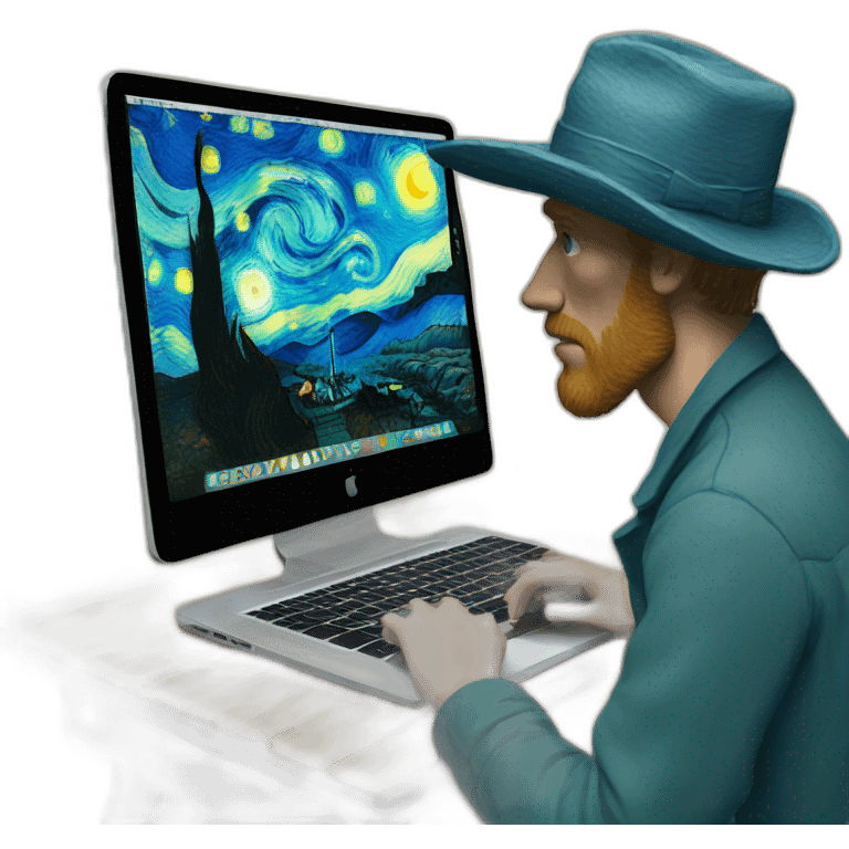 van gogh working on a macbook emoji