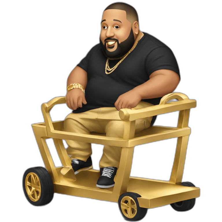 Dj khaled riding a gold cart emoji