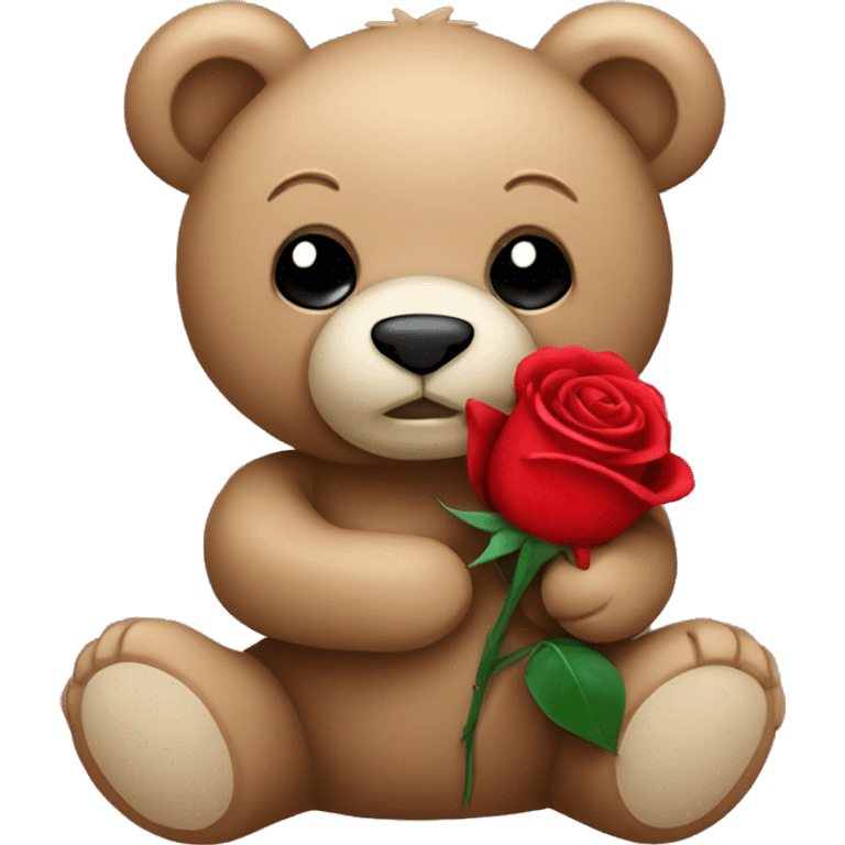 Teddy bear holding a red rose emoji