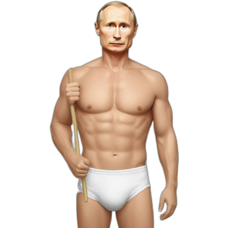 putin shirtless holds rainbow flag emoji