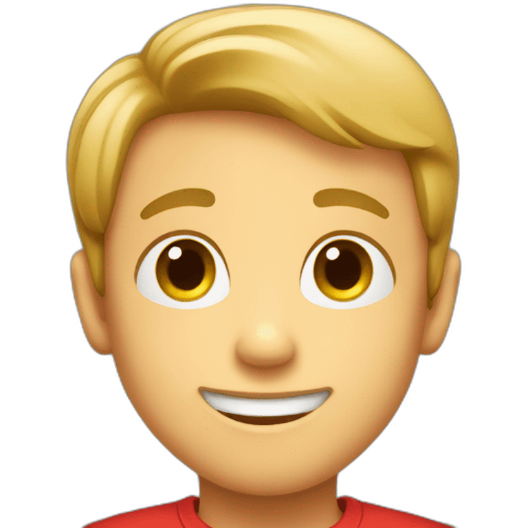 smiling boy with red shirt emoji