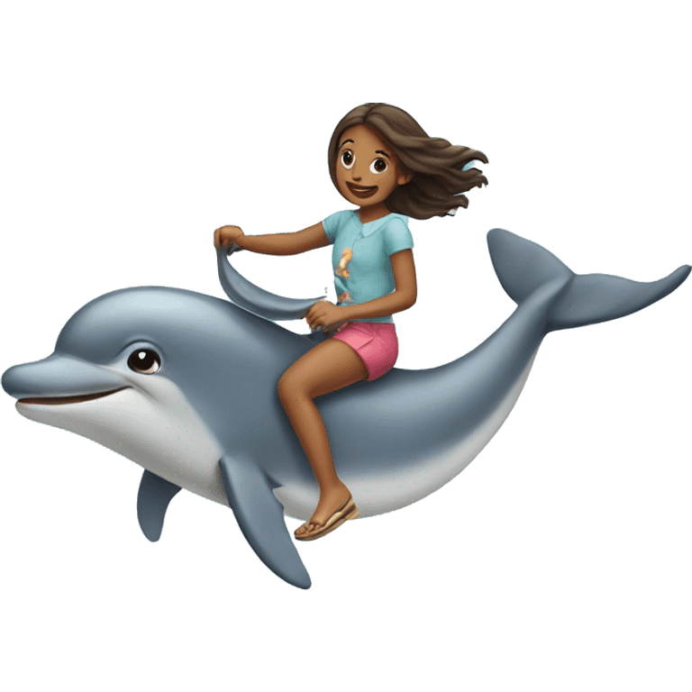 Girl riding dolphin emoji