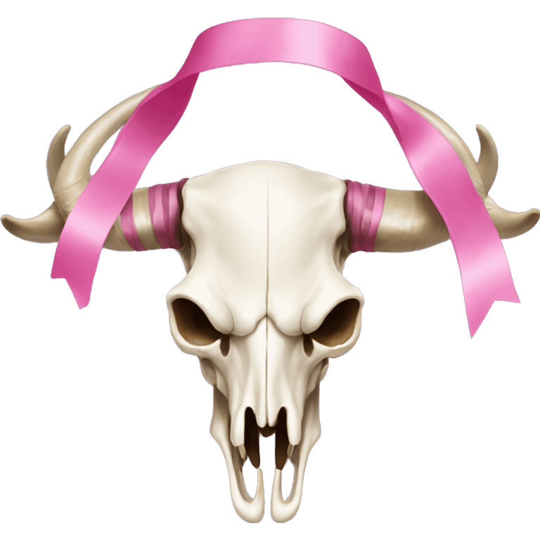 homoyoyo long horn skull with pink ribbon emoji