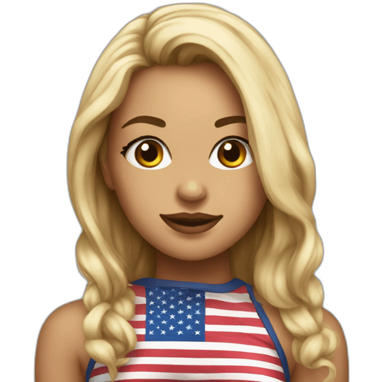 Sexy girl wearing only American flag emoji