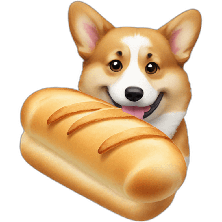 Corgi head eating baguette emoji