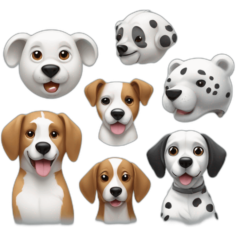 One koala, one beagle dog, one polar bear and one dalmata dog  emoji