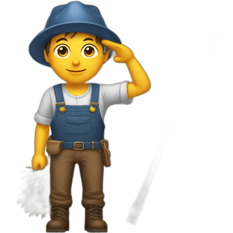 saluting farmer boy with pitchfork emoji