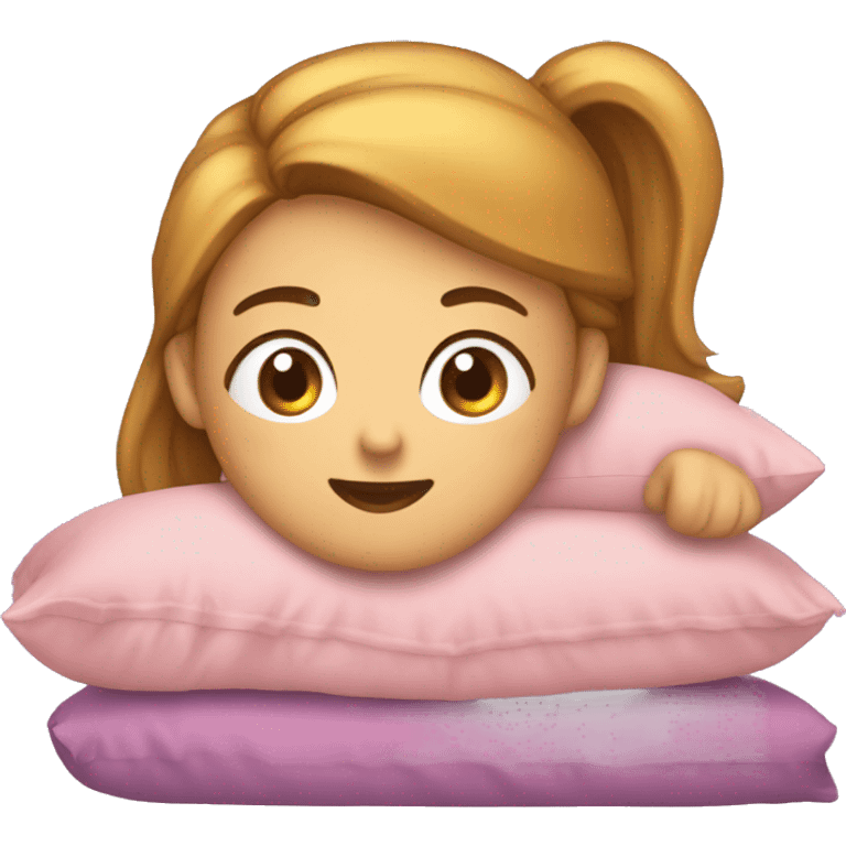 Emoji d'une fille qui se fait taper par des coussins emoji