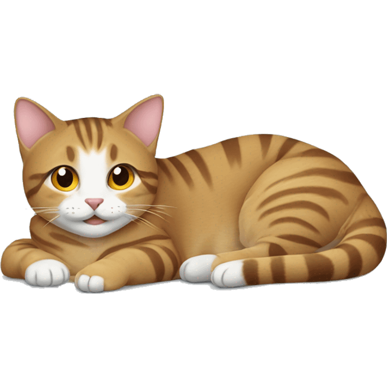 Happy Tabby cat laying down emoji