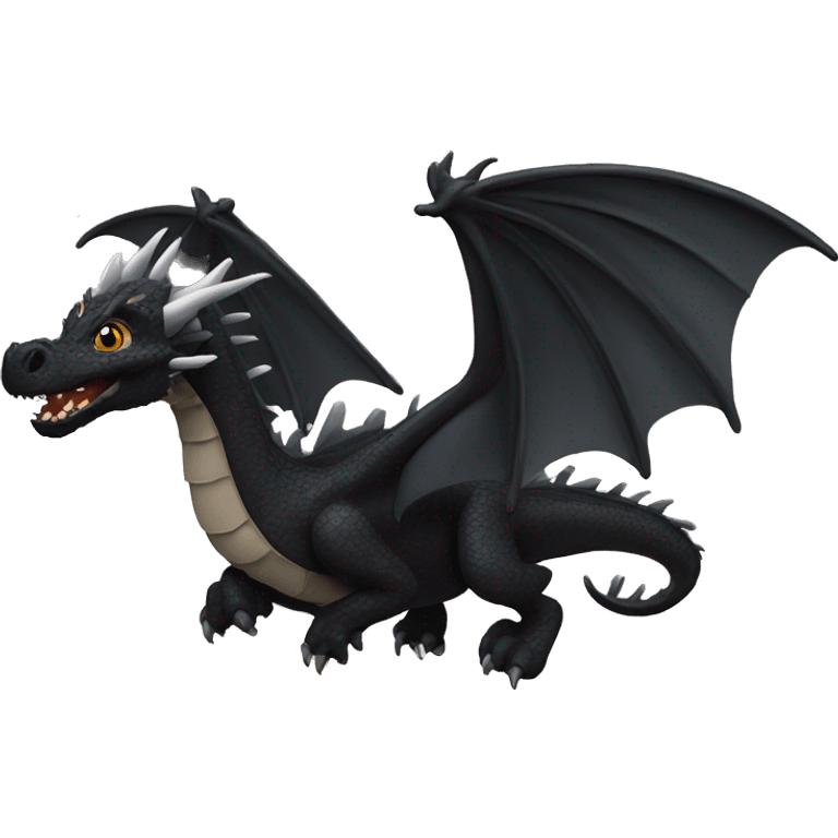 Black dragon flying with clouds in background emoji