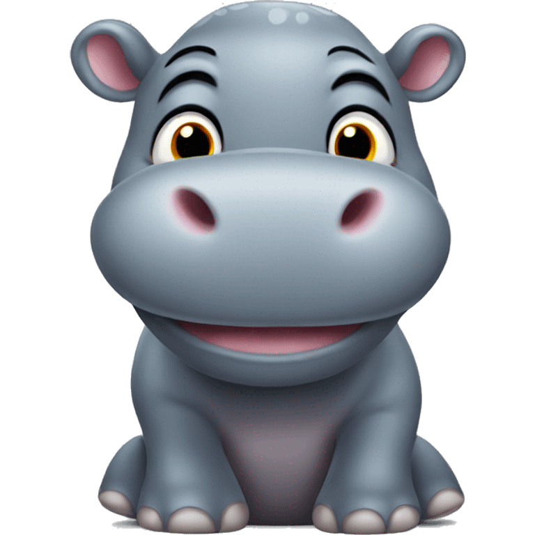 Cute grey hippo emoji