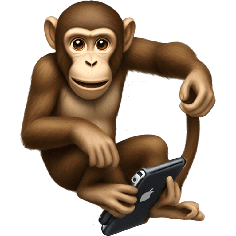 realistic monkey riding a iphone emoji