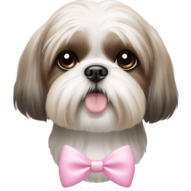 shihtzu dog with two small light pink bows  emoji