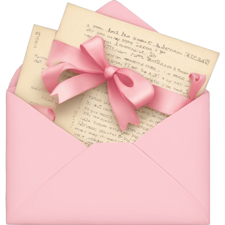 vintage love letters in envelope tied with a baby pink ribbon  emoji