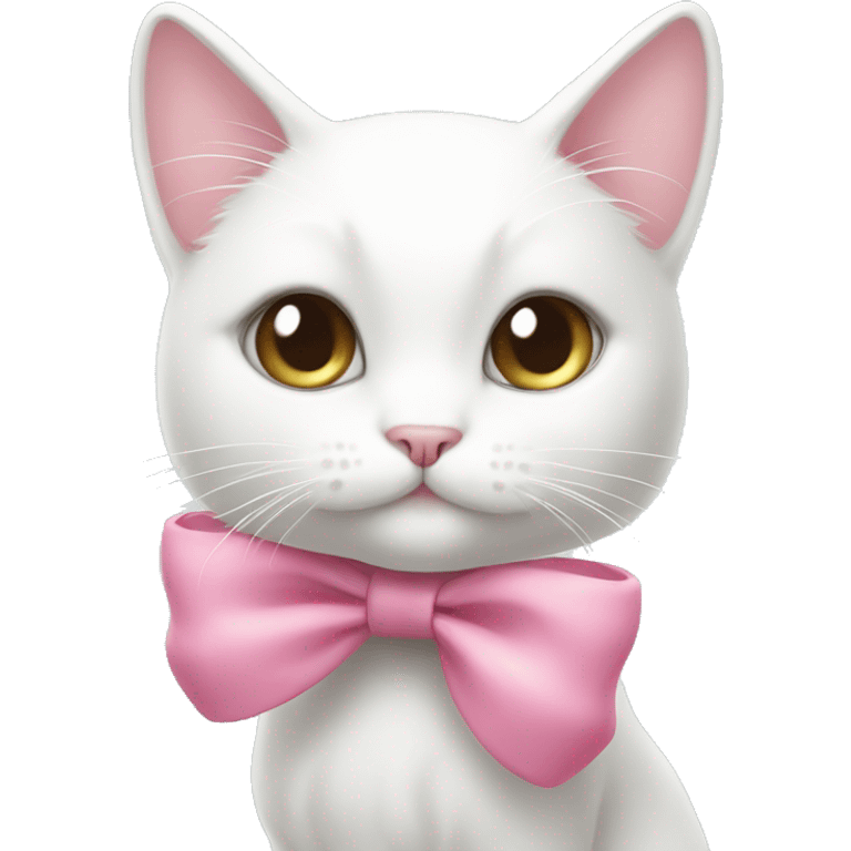 white cat with pink bow cute and lady like emoji