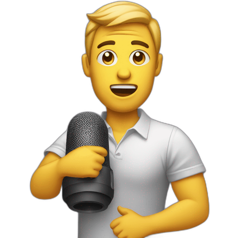 Shrugging man with handheld speaker emoji