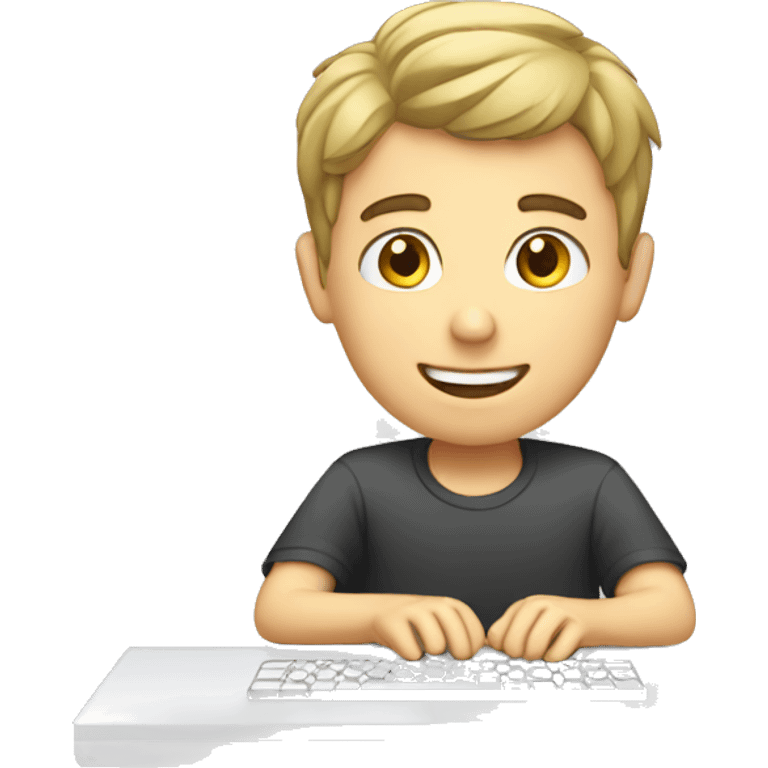 a white boy typing on computer emoji