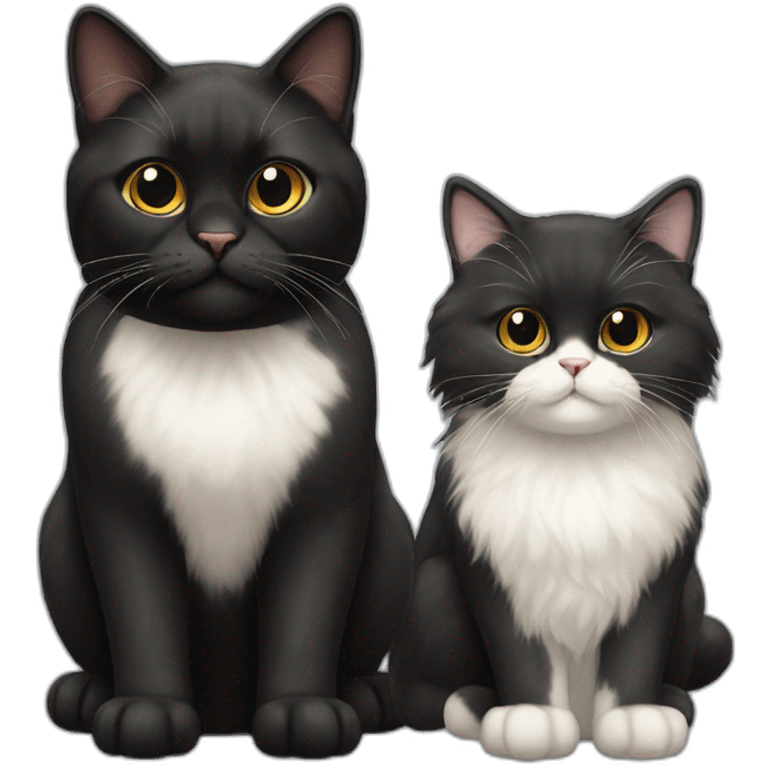 Black golden cat and white persian cat emoji