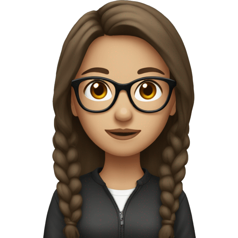 a girl with brown hair and black glasses emoji