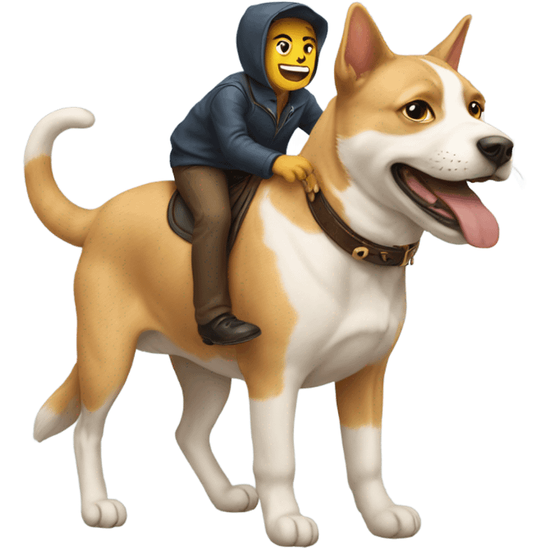 A cat riding a dog  emoji