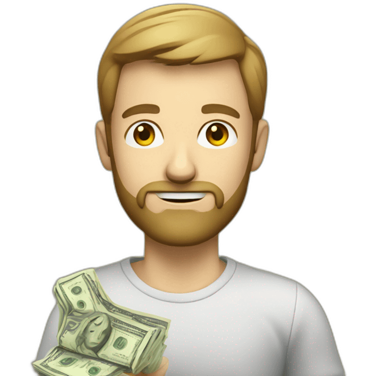 caucasian male with small beard counting money emoji