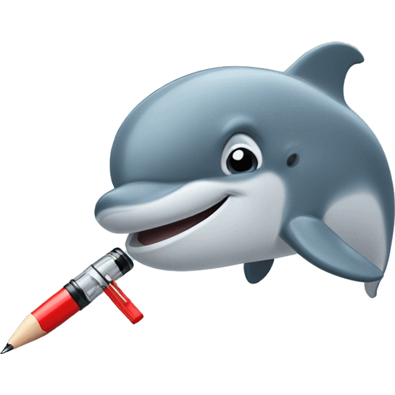 dolphin with a pen emoji