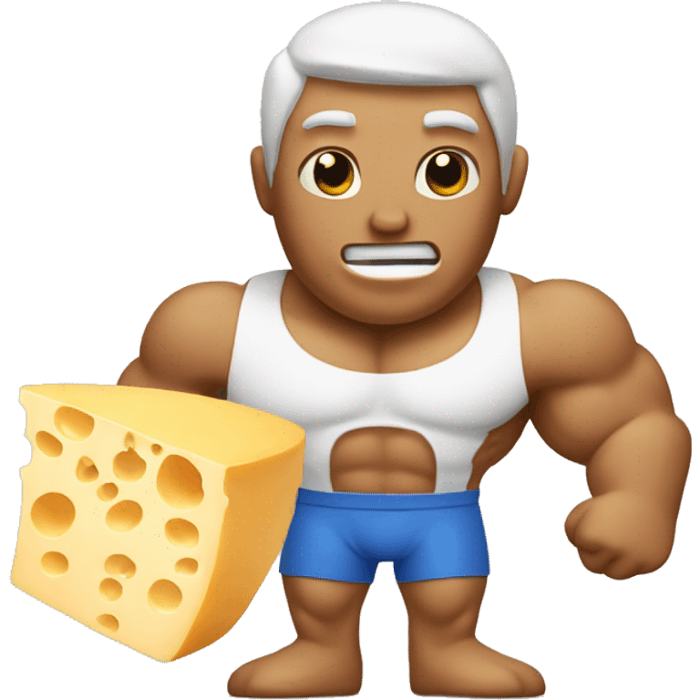 Cheese man with muscles emoji