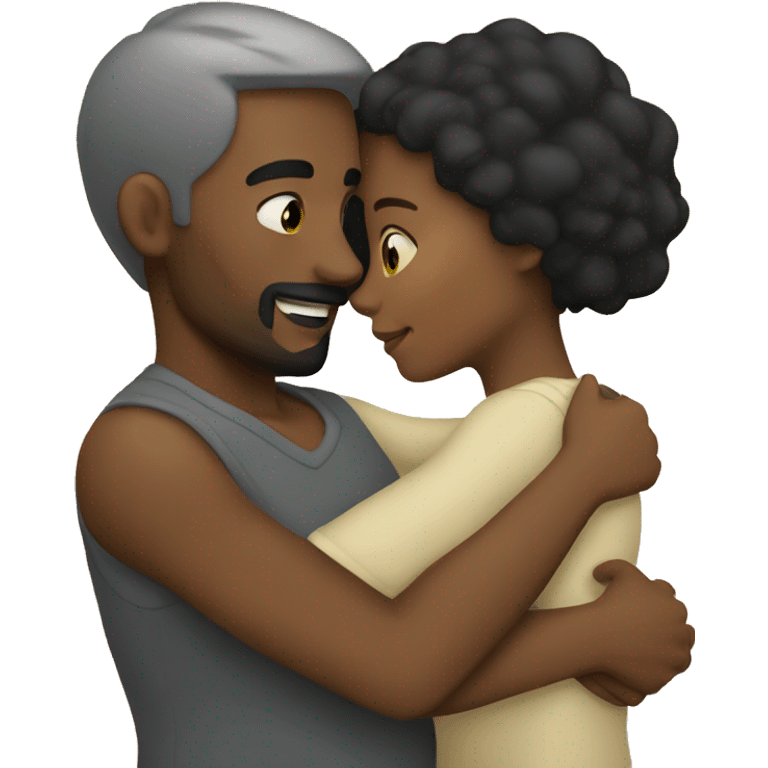 Cuddling (white man, black woman) emoji