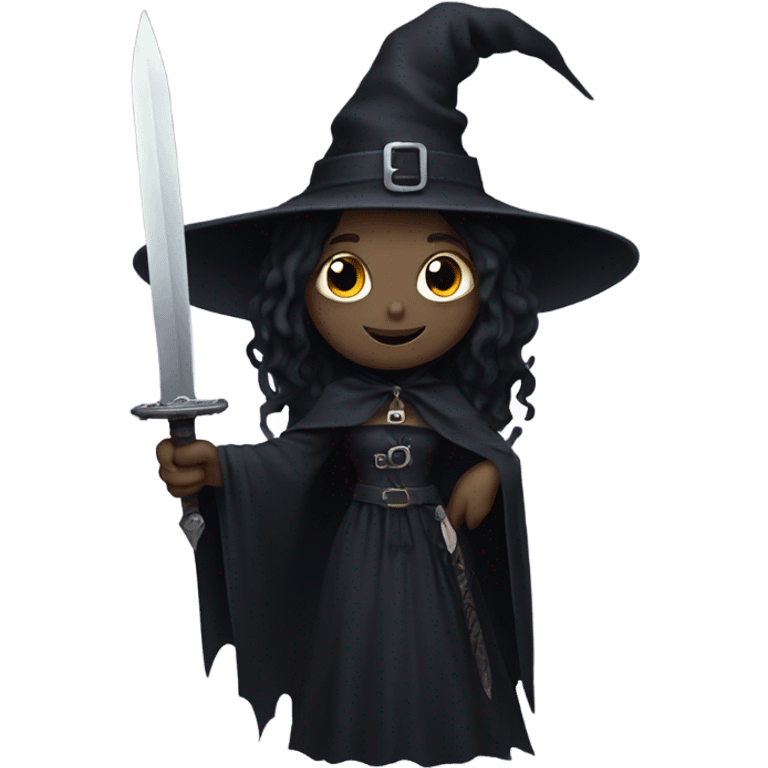 Goth witch holding a sword emoji