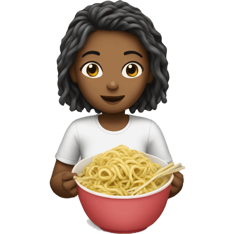 Girl eating noodles  emoji