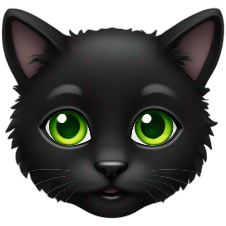 Black furry cat green eyes emoji