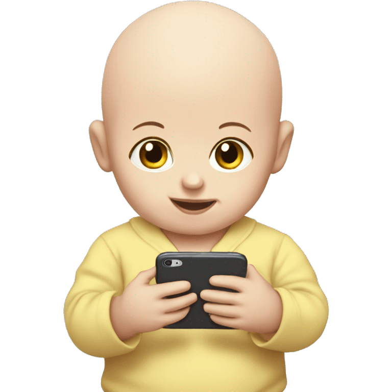 a bald baby with smartphone in its hands emoji