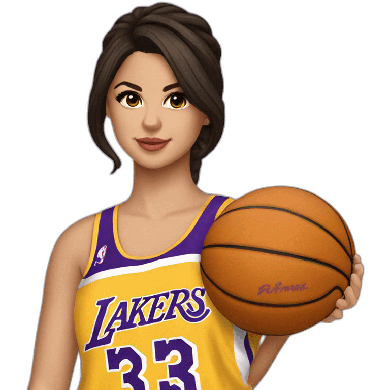 selena gomez with yellow lakers jersey emoji