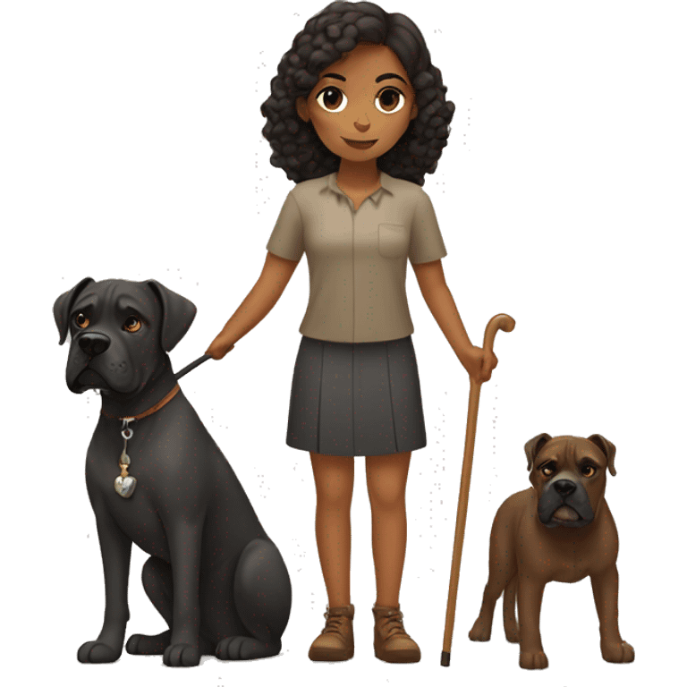 Brown girl with cane corso dog emoji