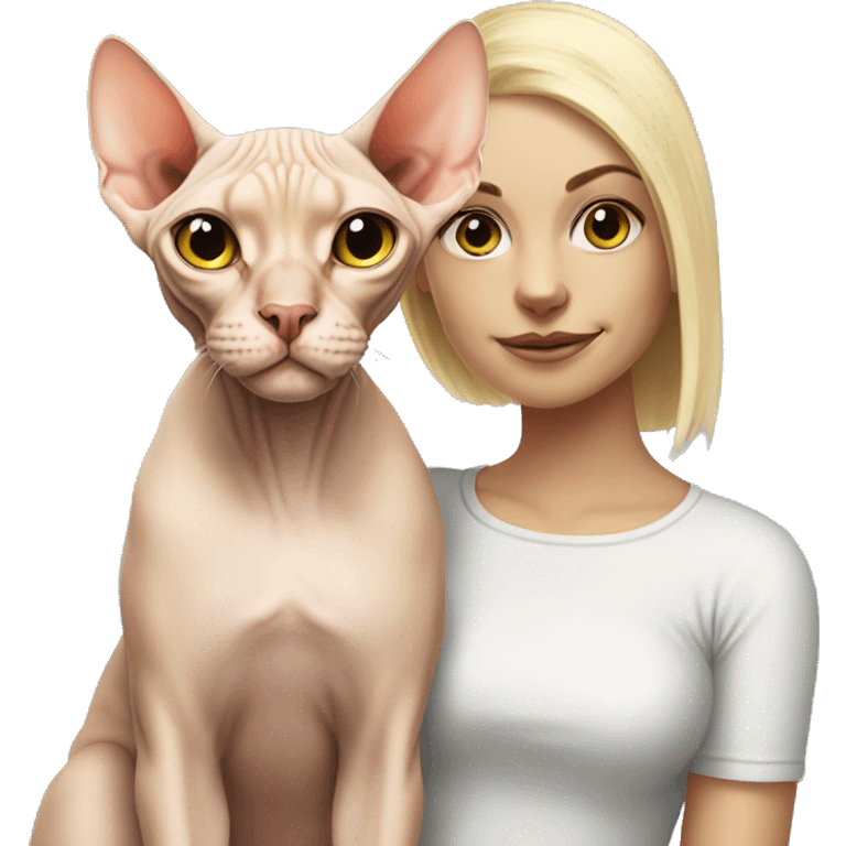 Sphynx cat with blonde girl emoji