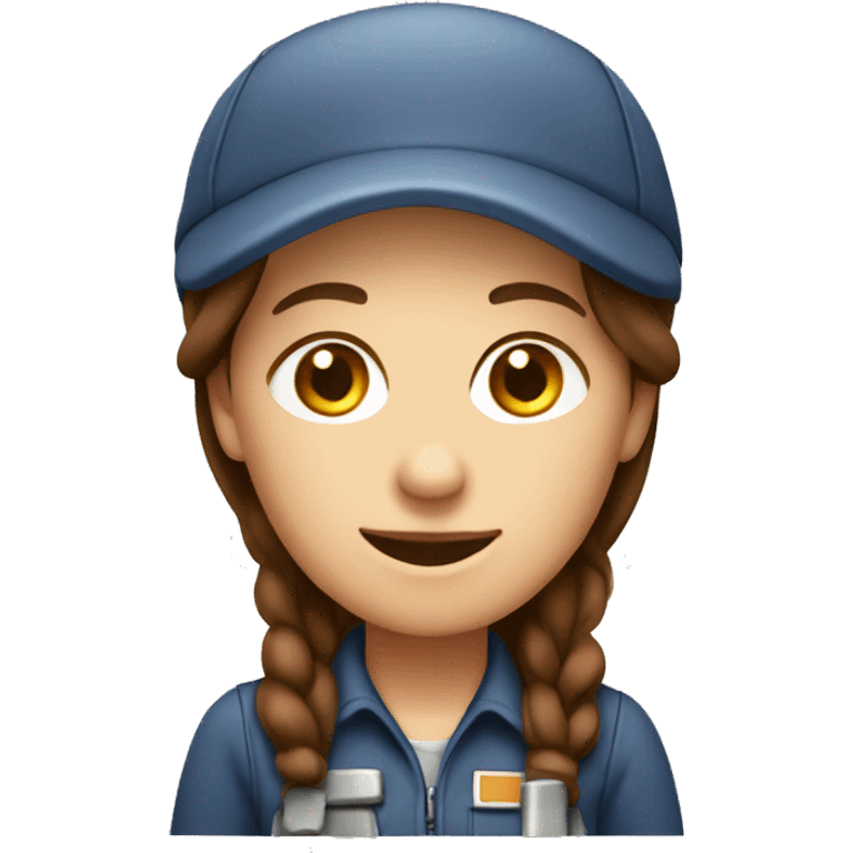 car mechanic woman with brown hair and cap emoji