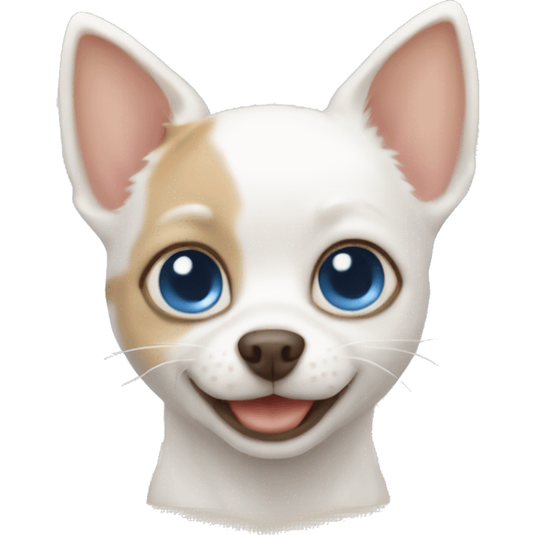 white cat blue eyes and tan chihuahua  emoji