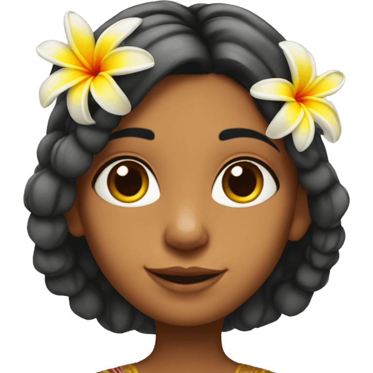 Indian girl with plumeria  in hair emoji