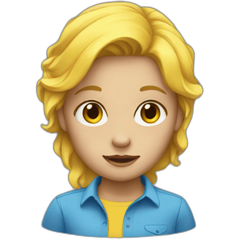 A girl with yellow hair in a blue shirt emoji