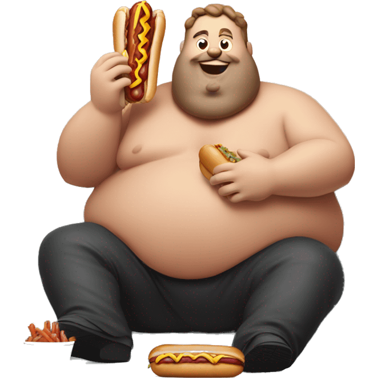 Fat guy eating hotdog emoji