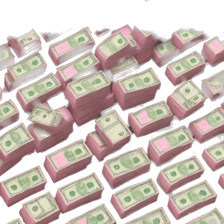 Money stacks with pink bands emoji